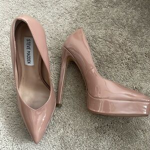 Steve Madden “Blush” tone 5 1/2 inch platform stiletto heels.
